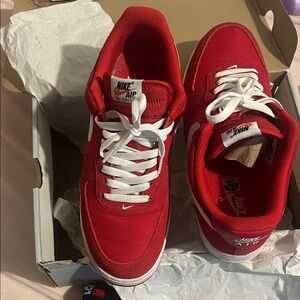 Nike Red and White Air Force Athletic Shoes